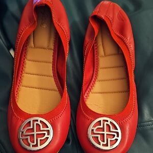 Jacquline Smith Red Leather Ballet Flats